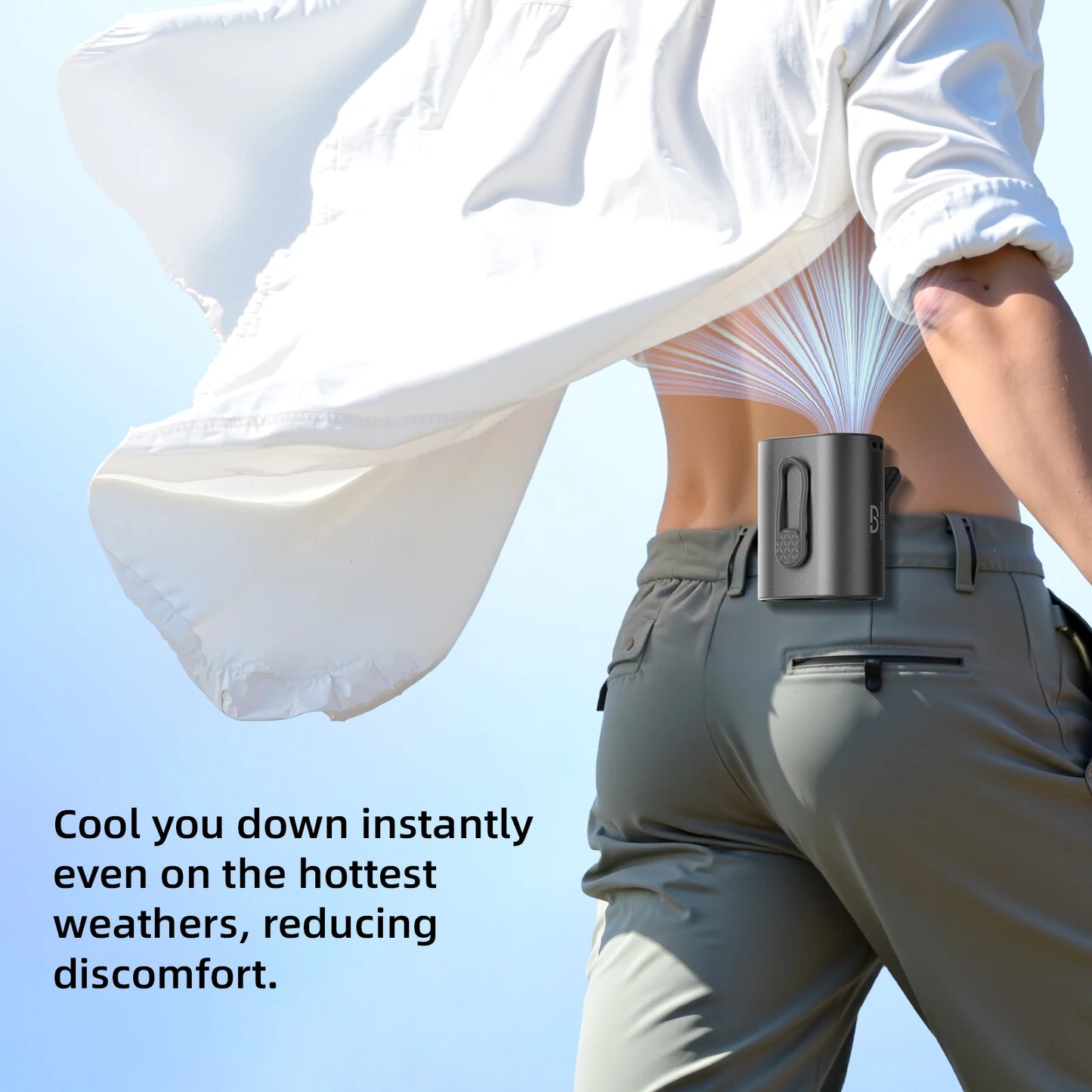 3600mAh Waist Fan Portable Rechargeable Cooling Fan – 11m/s High Wind Speed, 360° Adjustable 100-Level Airflow, 9H Long Battery Life for Outdoor Travel, Stroller & Sports Use