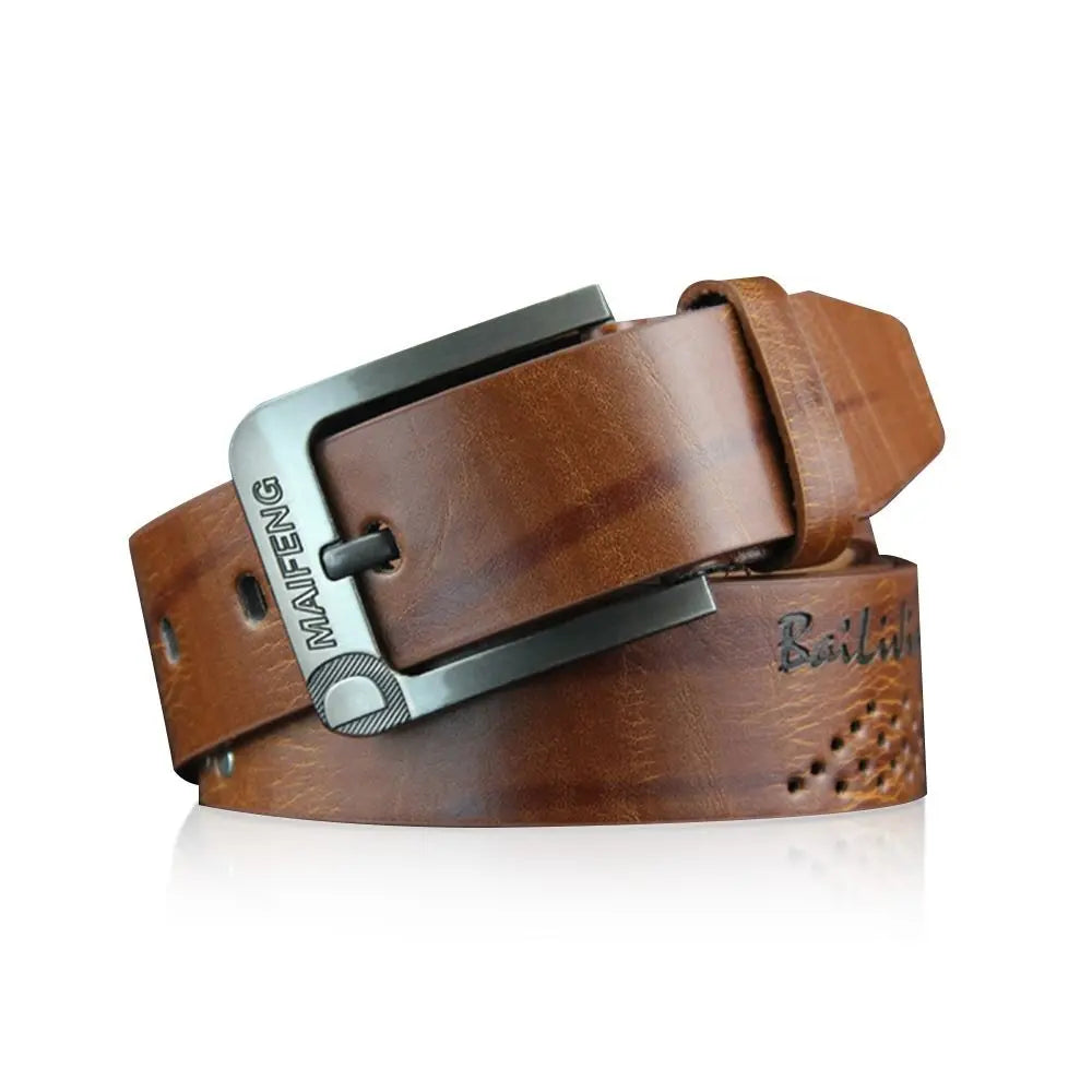 Simple Leather Men's Belt – Luxury Classic Buckle, High-Quality Alloy Vintage Cowboy Waistband for Business & Casual Use