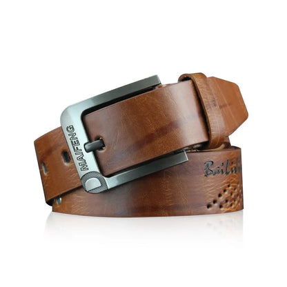 Simple Leather Men's Belt – Luxury Classic Buckle, High-Quality Alloy Vintage Cowboy Waistband for Business & Casual Use