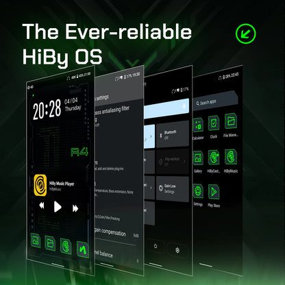 HiBy R4 HiFi Music Player — Android 12 MP3 Audio Player with ES9018Q2M×4, Bluetooth, WiFi, DSD256, MQA, USB DAC, Headphone AMP, 4.7" OPA1652, 11hr Playtime
