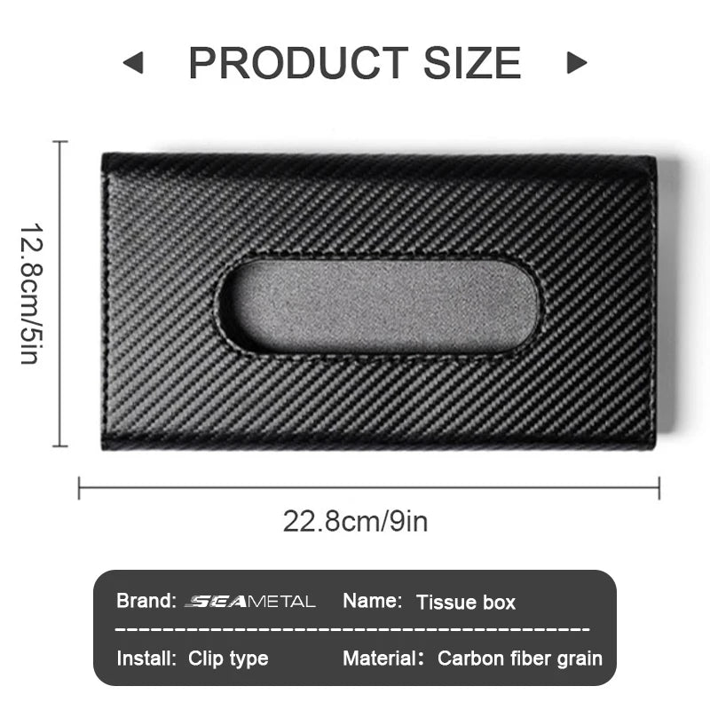 SEAMETAL Car Sunshade Tissue Box – Universal Auto Interior Paper Towel Storage Bag with Carbon Fiber Sun Visor Design