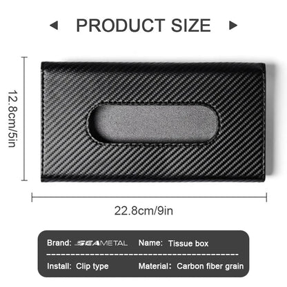 SEAMETAL Car Sunshade Tissue Box – Universal Auto Interior Paper Towel Storage Bag with Carbon Fiber Sun Visor Design