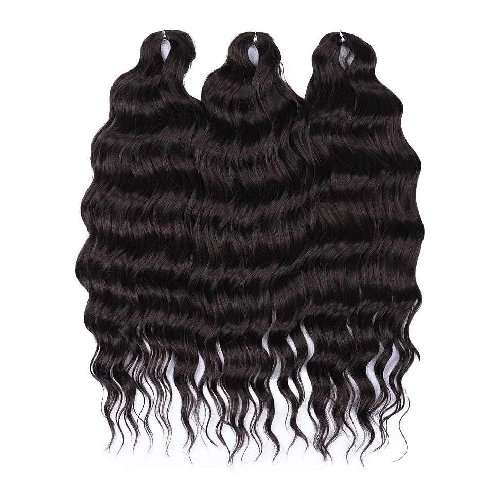 FASHION IDOL 24" Deep Wave Crochet Hair - 3-Piece Synthetic Water Wave Braiding Extensions, Ombre Rainbow Twist Hair