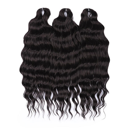 FASHION IDOL 24" Deep Wave Crochet Hair - 3-Piece Synthetic Water Wave Braiding Extensions, Ombre Rainbow Twist Hair