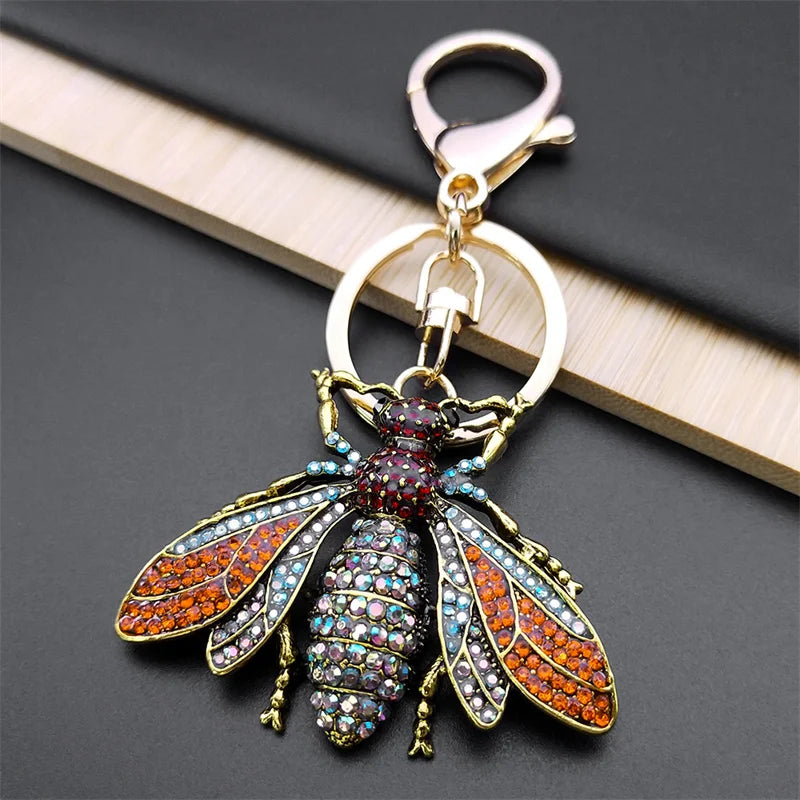Colorful Crystal Bear Keychain - Cute Rhinestone Alloy Bag Charm & Fashion Keyring
