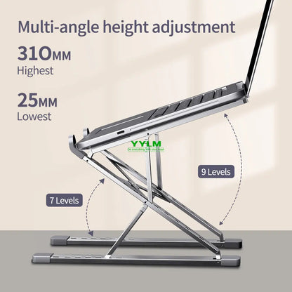 YYLM N8 Aluminum Laptop Stand - Adjustable Foldable Portable Notebook Holder with Cooling Support for MacBook & Laptops