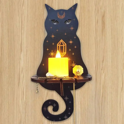 Wooden Wall Shelf Display Stand - Hanging Candle Holder & Decorative Home Storage Shelf