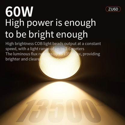 60W COB Video Light - CRI≥90, TLCI≥97, Dual Color Temperature 2700K-6500K, Portable Mini Bowens Live Lighting