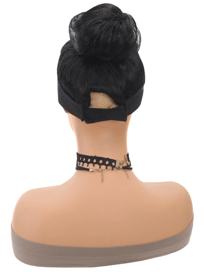 Allaosify Synthetic Bun – Straight Hair Circle with Elastic Rope, Natural Dark & Light Hair Color, Hair Accessories for Women