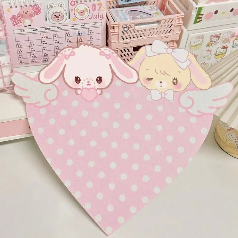 Cute Cartoon Bunny Felt Cork Board - Punch-Free Wall Photo & Message Board Room Decor