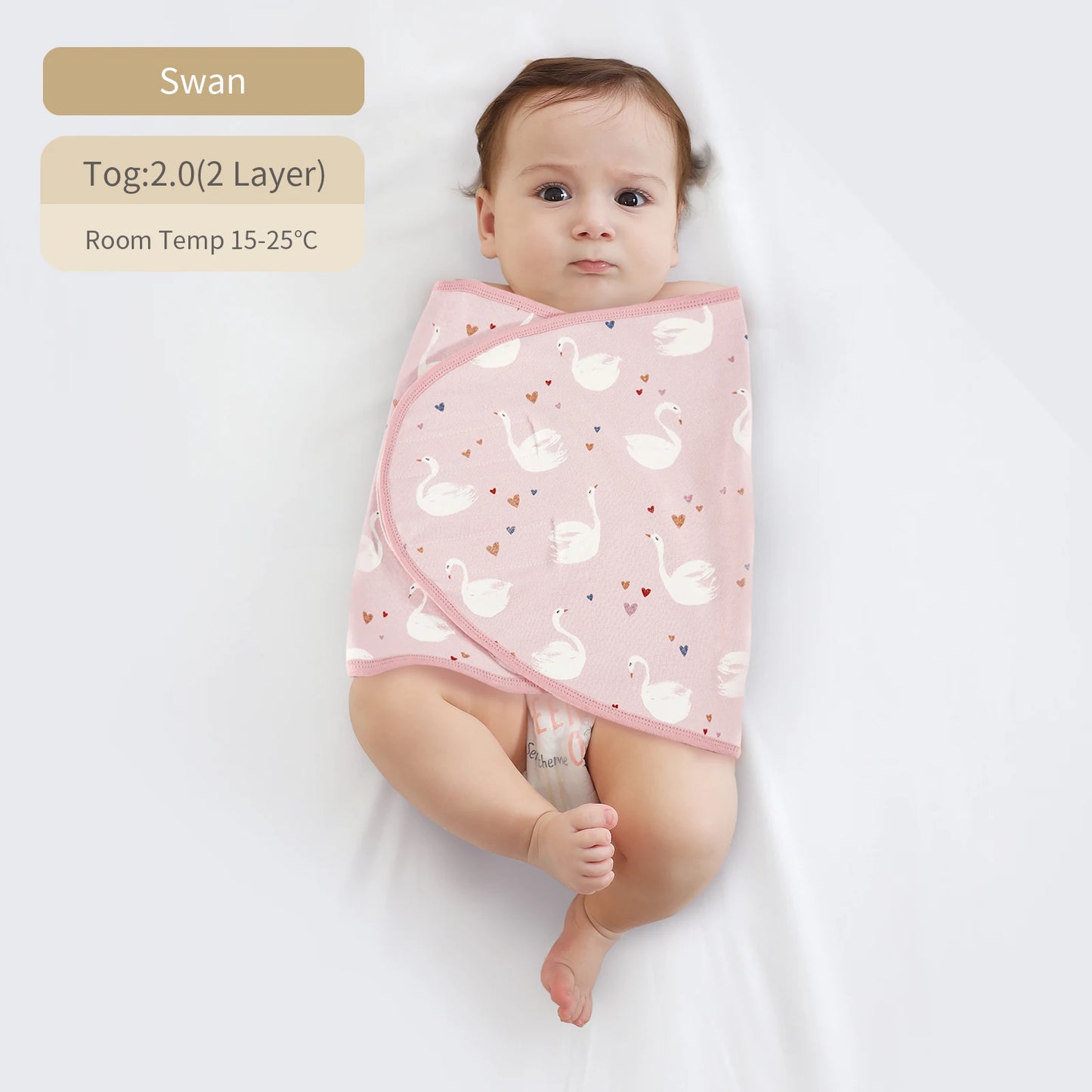 Bilayer Baby Swaddle Wrap Blanket - Soft Thin Cotton Newborn Anti-Startle Sleep & Changing Cover