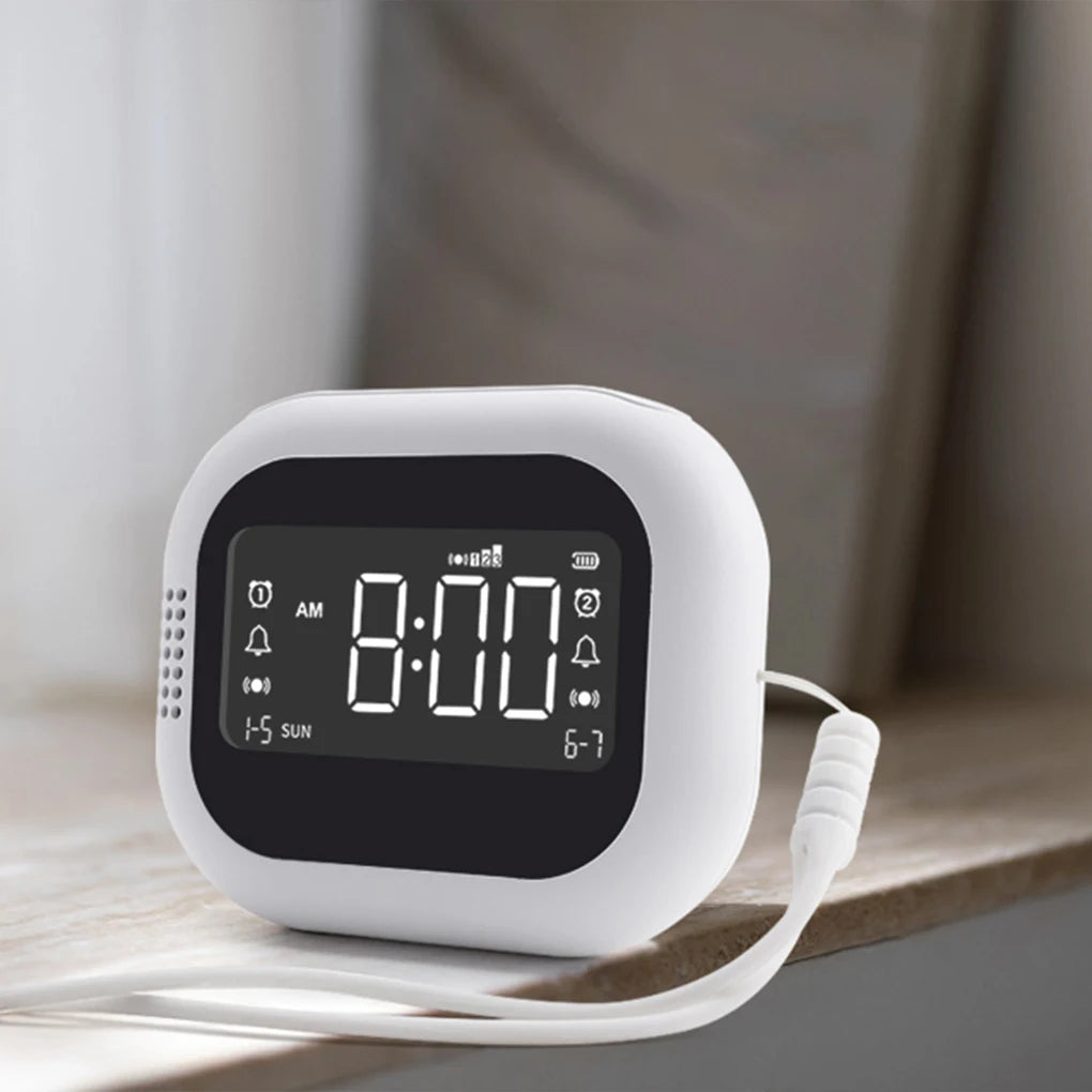 LED Vibration Alarm Clock - Rechargeable Wake-Up Clock with White Noise & Natural Sound