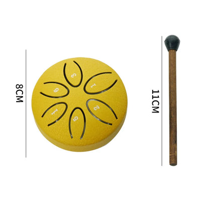 3-Inch 6-Tone Steel Tongue Drum — Mini Hand Percussion Instrument with Ethereal Drum Sticks for Outdoor & Rain Drum Music