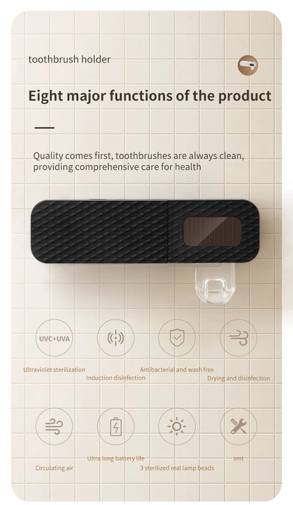 Smart Wall-Mounted Toothbrush Rack – 3-Slot Toothbrush Dryer with Toothpaste Dispenser for Home Use