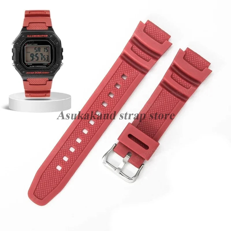 18mm Silicone Watch Strap for Casio W218H AE-1200 AE-1100 SGW-300/400 MRW-200 - Sport Resin Rubber Replacement Wristband