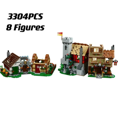 MINISO Disney 3304PCS Medieval Town Square – DIY Puzzle Toy, Compatible with 10332 European Architecture Building Blocks for Kids Gifts