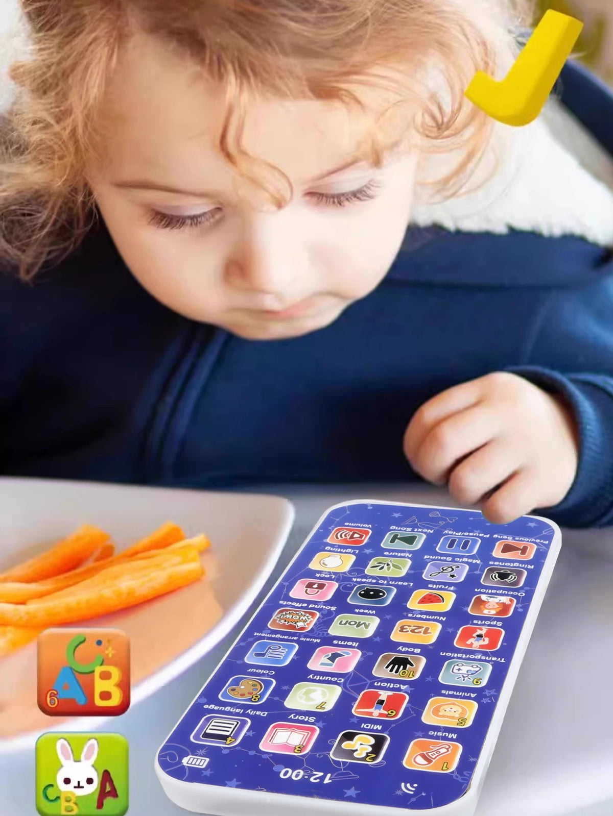Baby Montessori Remote Control Toy Phone - Soft Lighting, Gentle Lullabies & Early Learning Play for Infants