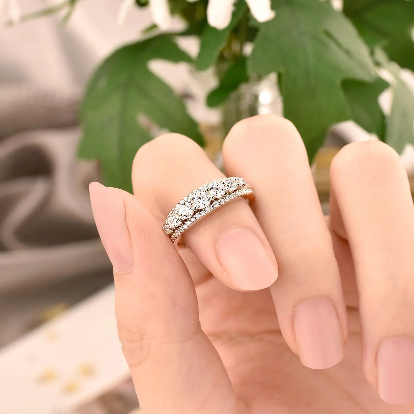 Newshe 925 Sterling Silver Eternity Ring — 1.1ct Round AAAAA CZ Wedding Band for Women, Sizes 4–13