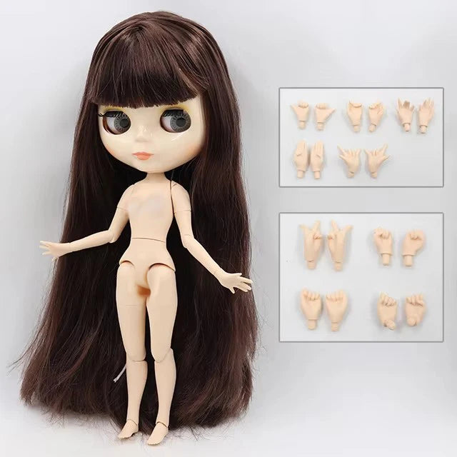 ICY DBS Blythe 1/6 BJD Doll - 30cm Jointed Body with White Skin & Shiny/Matte Face