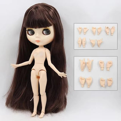 ICY DBS Blythe 1/6 BJD Doll - 30cm Jointed Body with White Skin & Shiny/Matte Face