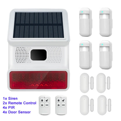 IP65 Waterproof Wireless Solar Strobe Siren Alarm – 433MHz Security for WiFi & GSM Home Alarm System
