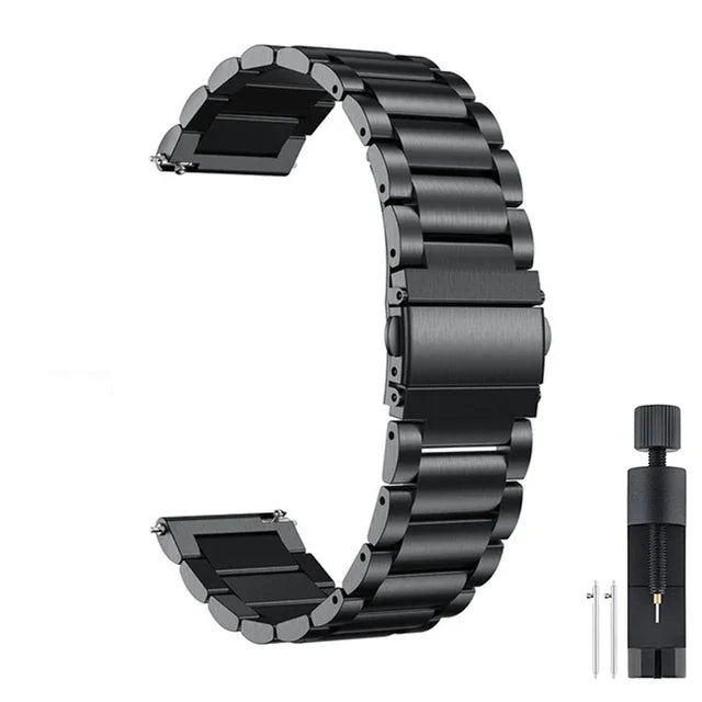 22mm/20mm Metal Watch Strap – Compatible with Garmin Vivoactive 3/4/5, Forerunner 245/645/745/965, Venu 2/3, SQ2 Music