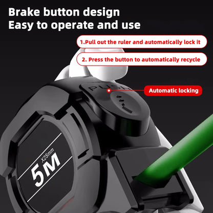 Fluorescent Metric Measuring Tape: Self-Locking Steel Tape Measure - High Precision, Wear-Resistant Ruler Tool in 5/7.5/10M Lengths