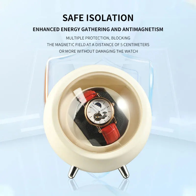 IBBETON Single Watch Winder – Automatic Storage Box with USB Cable & Battery, Mabuchi Mute Motor for Automatic Watches
