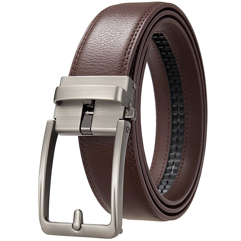 Men’s Cowskin Leather Belt – Luxury Automatic Buckle Designer Style in Black or Brown (3.5cm)