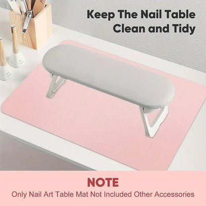 Nail Art Table Mat - Soft Foldable PU Leather Manicure Hand Rest Pad