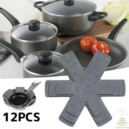 Pot & Pan Protectors Set - 12-Piece Non-Woven Cookware Divider Pads in 3 Sizes