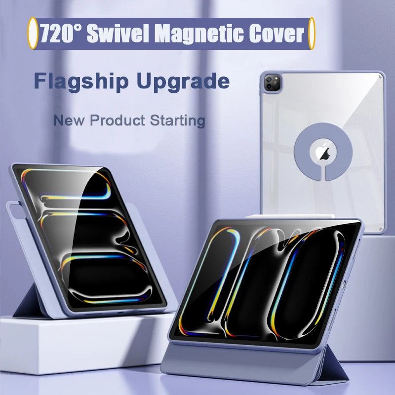 Magnetic 360° Detachable Back Cover Case for iPad Air 4/5 (10.9") & iPad Pro 11", 12.9" – Compatible with iPad A16 10th & 11th Gen