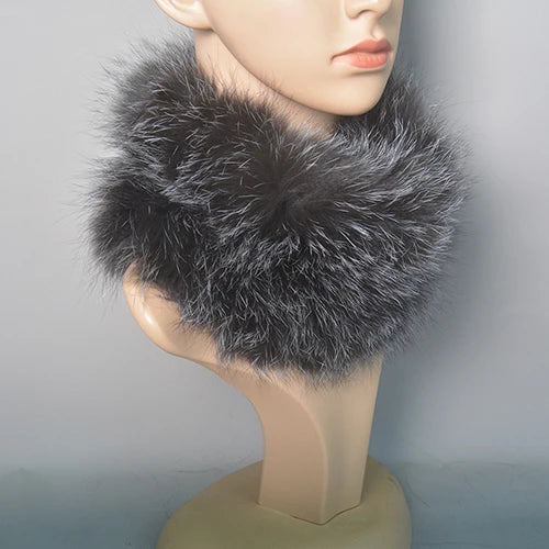 2025 Real Fox Fur Scarf and Headband – Luxury Winter Neck Warmer for Women, 100% Natural Fur, Elastic Ring Muffler