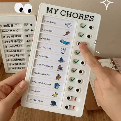 Reusable My Chores Checklist Daily Planner - Kid's Plastic Memo Board for Chore Chart, Responsibility, and Behavior Self-Discipline