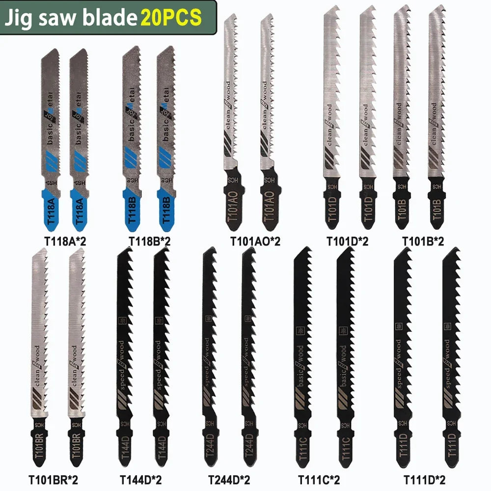 Jigsaw Blade Set T-Shank (10–100Pcs) – HCS/HSS Multi-Purpose Jig Saw Blades for Wood, Plastic & Metal Cutting Tool Accessories