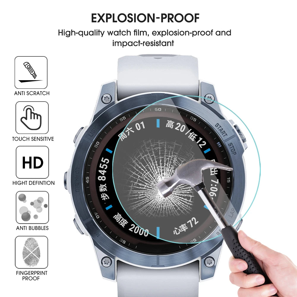Tempered Glass Screen Protector for Garmin Fenix 8 7 6 Series – HD Sapphire Film for 43mm, 47mm, 51mm Smartwatch