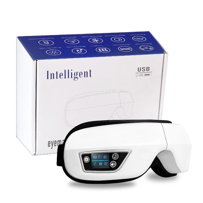 6D Smart Eye Massager – Vibration & Airbag Compression, Bluetooth Music Eye Care Glasses for Fatigue Relief