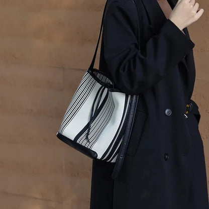 FOXER Lady Fashion PU Shoulder Bag – Large Capacity Top Handbag, Office Commuter Bag, Vegan Leather Female Composite Bucket