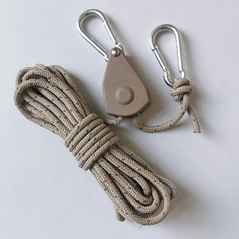 Camping Tent Reflective Windproof Rope – Adjustable Lanyard with Buckle & Pulley for Outdoor Equipment