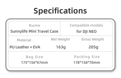 Portable Carrying Case for DJI Neo Drone – Hard PU Travel Storage Bag, Shockproof & Waterproof Protector for Accessories (2024)