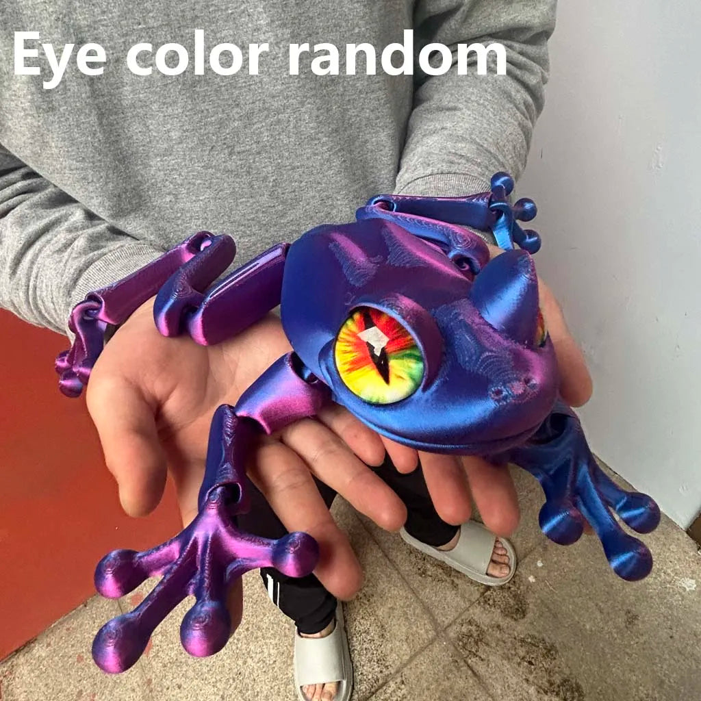 3D Printed Frog Statue - Flexible Fidget Animal Figure for Desk and Home Decor