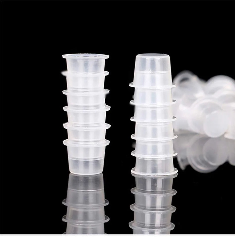 100pcs Disposable Tattoo Ink Cups: S/M/L Plastic Pigment Holders for Permanent Makeup - Microblading Supply