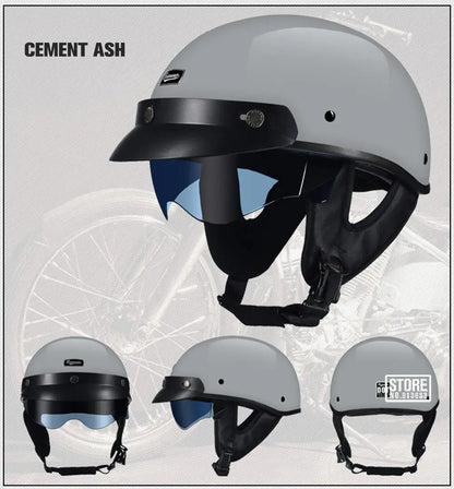 Retro DOT-Certified Motorcycle Half Helmet – HD Lens, Men & Women, 4-Season Scooter & Moto Riding Casco