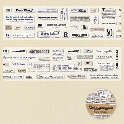 Mr. Paper 6 Style Retro English Theme Washi Tape – 1 Roll for DIY Crafts, Phone Case, Glass Bottle, Photo Frame Decoration