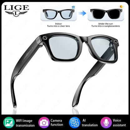 8MP Smart Glasses — AI Photo Recognition, Video Recording, Translation, Bluetooth, IP65 Waterproof, 270mAh Battery
