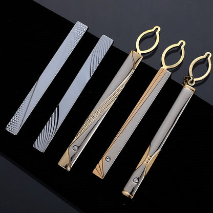 Metal Gold Color Tie Clip with Chain: Wedding Necktie Clasp for Men - Stylish Gentleman's Tie Bar Pin