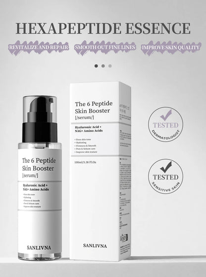 6 Peptide Essence Facial Skin Care Set — Collagen Anti-Aging, Brightening, Moisturizing & Nourishing Treatment