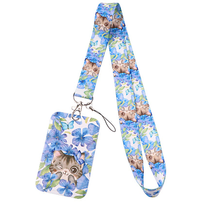 Cartoon Cat Lanyard Keychain – Multifunctional ID Card Badge Holder, Camera USB, Phone Neck Strap Accessories