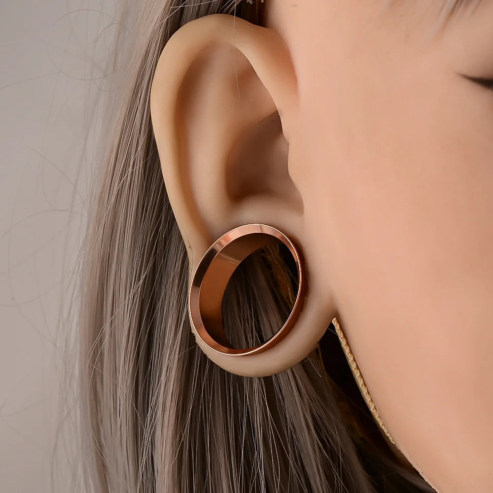 Doearko Stainless Steel Ear Gauges Round Tunnels Plugs Body Jewelry Expander for Women