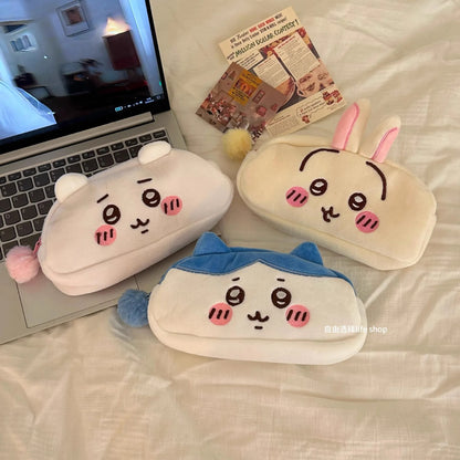 Jiyi Usagi Hachiware Plush Pencil Case - Cute Anime Large-Capacity Pen Bag & Soft Stationery Pouch for Students